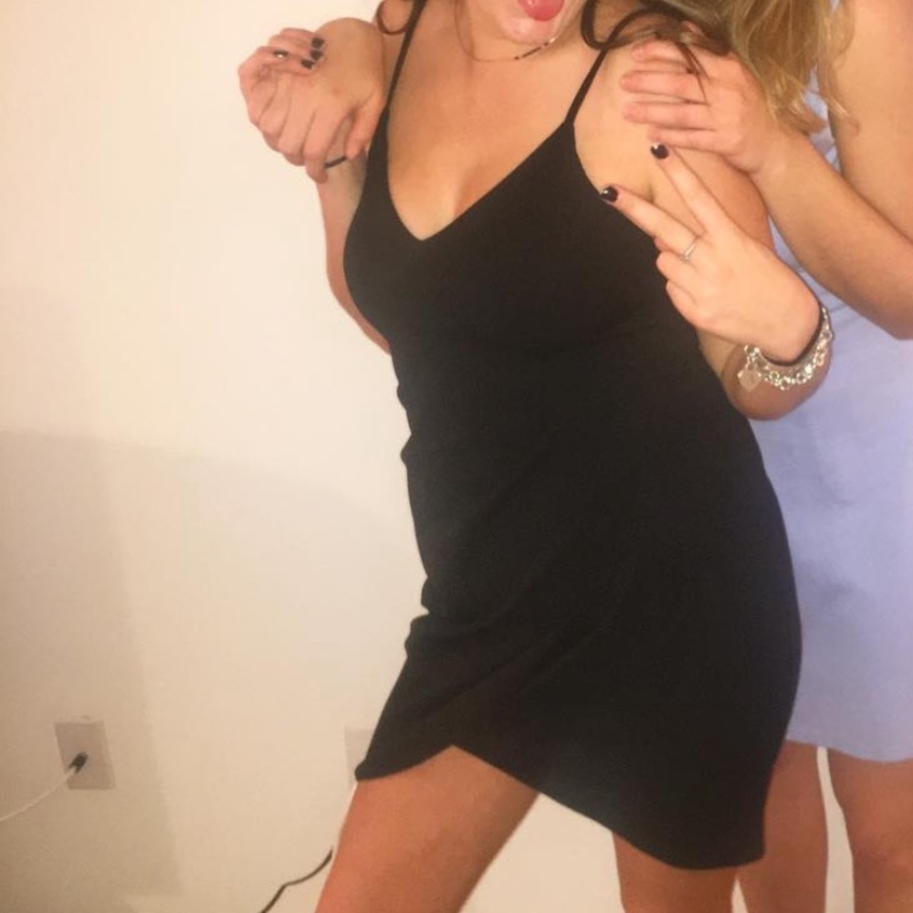 Lulu's Black Mini Dress with Spaghetti Straps